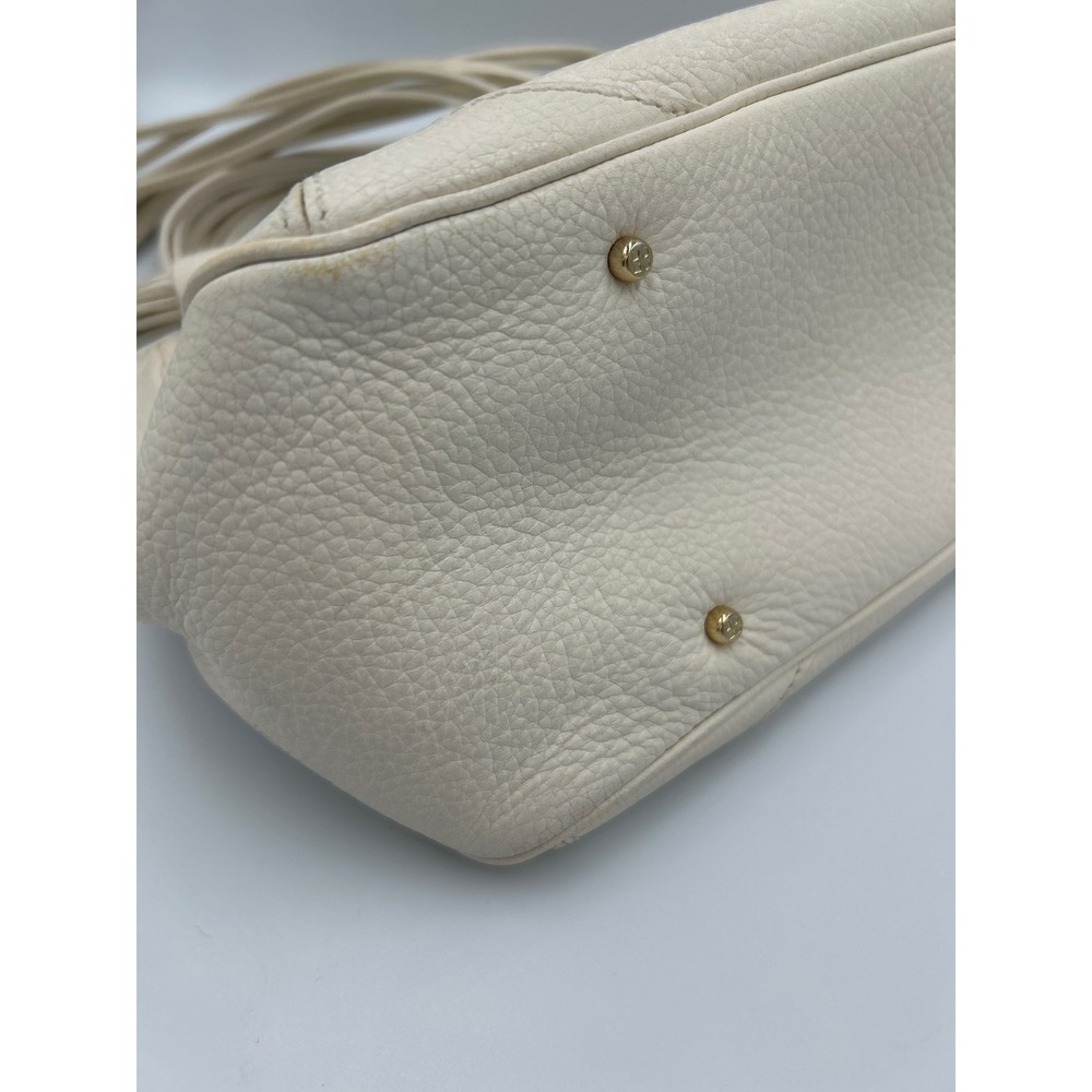 Kate Spade New York Cream Pebbled Leather Tassel Shoulder Bag Gold Hardware - Picture 9 of 10